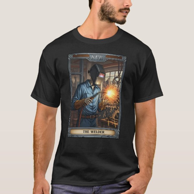 Die Welder Skeleton Tarot Card T-Shirt (Vorderseite)