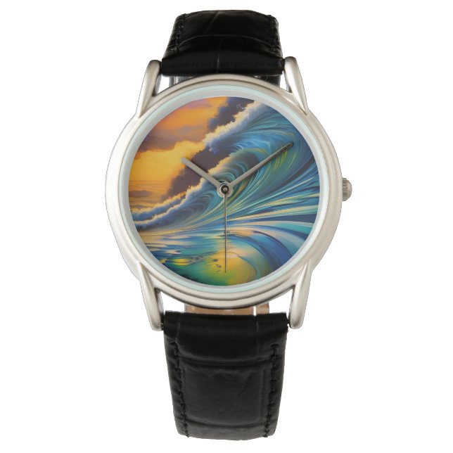 Die Welle bei Sonnenaufgang Armbanduhr (Vorderseite)