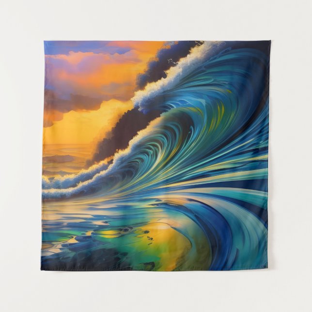 Die Welle bei Sonnenaufgang Wandteppich (Vorderseite)