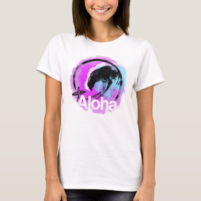 Die Wellen-" Brandungs-T - Shirt der Frauen "Aloha (Vorderseite)