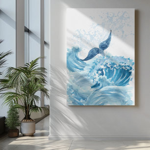 Die Wellen des Wassers übersäen sich mit dem blaue Leinwanddruck