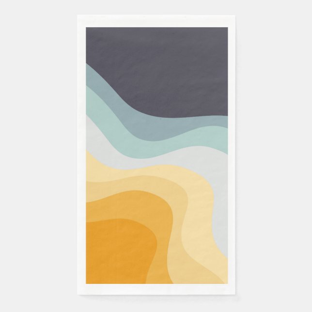 Die Wellen im Retrostil blau und gelb Serviette (Vorderseite)