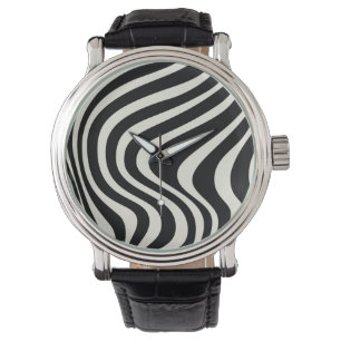 Die Wellen im Retrostil Schwarz-Weiß Armbanduhr
