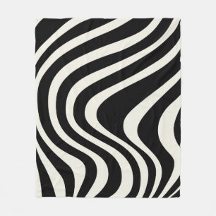 Die Wellen im Retrostil Schwarz-Weiß Fleecedecke