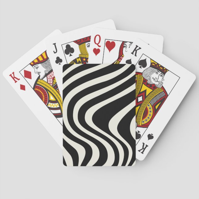 Die Wellen im Retrostil Schwarz-Weiß Spielkarten (Rückseite)