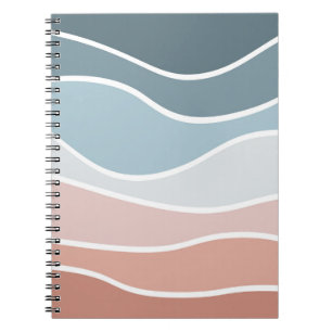 Die Wellen im Retrostil sind blau und rosa. Notizblock