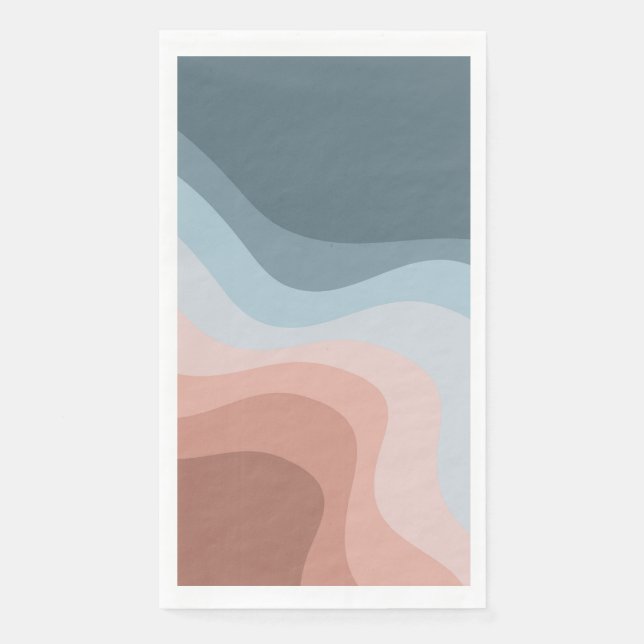 Die Wellen im Retrostil sind blau und rosa Serviette (Vorderseite)