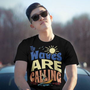 die Wellen rufen, ich muss gehen surfen 70er Vinta T-Shirt
