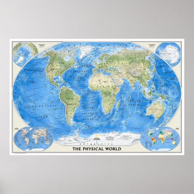 " Die Welt: 2011/heute - Physische Weltkarte ... Poster (Vorne)