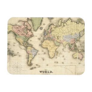 Die Welt auf Mercators Projektion   1840 Magnet