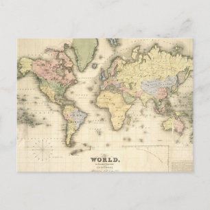 Die Welt auf Mercators Projektion 1840 Postkarte