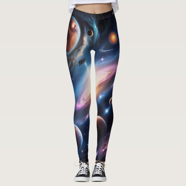 Die Welt der Planeten und Sterne Leggings (Vorderseite)