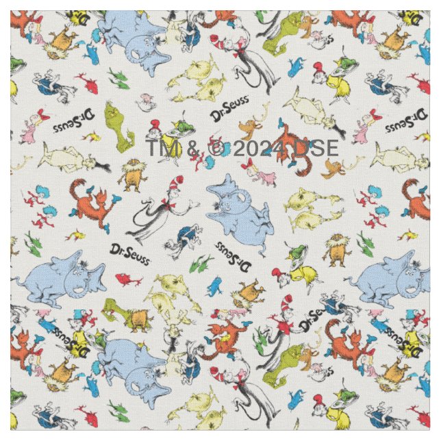 Die Welt des Dr. Seuss-Musters Stoff (Nahaufnahme)