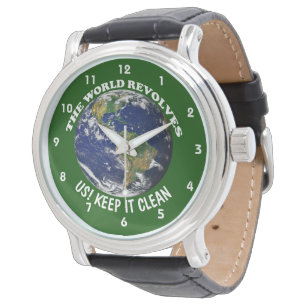 Die Welt dreht sich um uns - Sauberkeit-Bewusstsei Armbanduhr