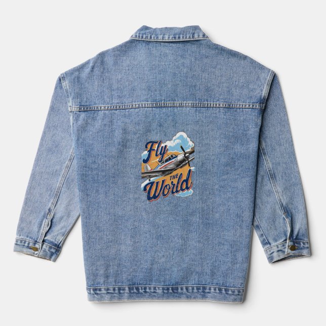 Die Welt fliegen Jeansjacke (Rückseite)