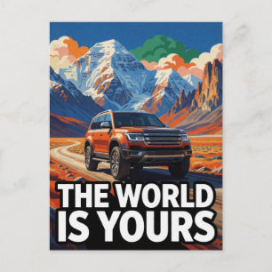 Die Welt gehört Ihnen Expedition SUV Abenteuer Fan Postkarte