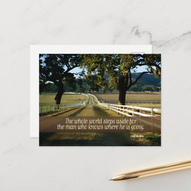 "Die Welt geht weg" inspirierendes Zitat Postkarte (Vorderseite/Rückseite Beispiel)