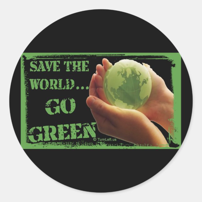 DIE WELT GREEN gerettet Runder Aufkleber (Vorderseite)