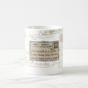 "Die Welt ist ein Buch-" Vintage Reise-Tasse Kaffeetasse