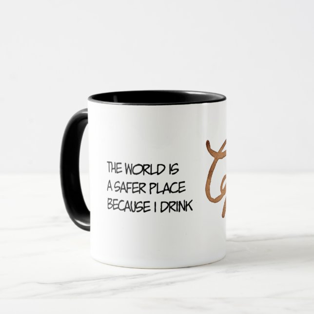 Die Welt ist ein sichererer Ort, lustig Tasse (Vorderseite Links)