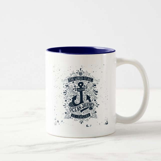 Die Welt ist groß - gehen Sie erforschen Zweifarbige Tasse (Rechts)