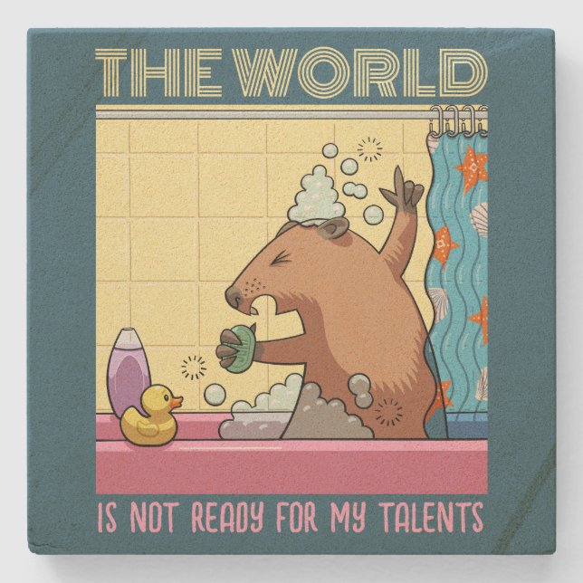 Die Welt ist nicht bereit zu singen Groundhog Steinuntersetzer (Vorderseite)