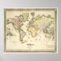 Die Welt über die Projektion von Mercator | 1840
