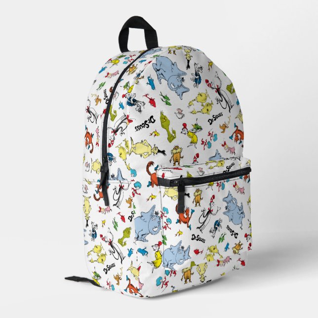 Die Welt von Dr. Seuss Pattern Bedruckter Rucksack (Rückseitige Ecke links)