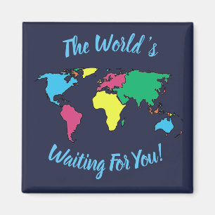 Die Welt wartet auf dich Karte Motivation Magnet