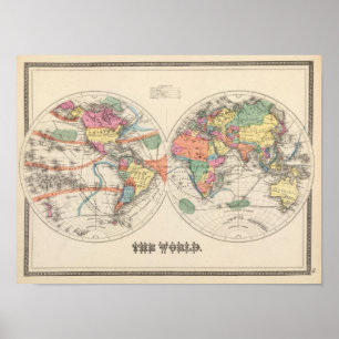 Die Weltatlaskarte mit Strom und Geschäftswinden Poster