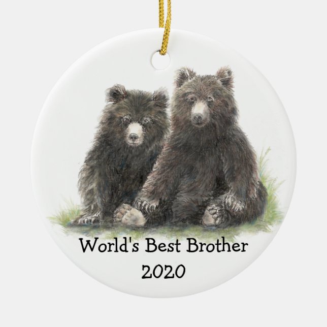 Die weltbeste Bruderfamilie mit Niedlichem Schwarz Keramik Ornament (Vorne)