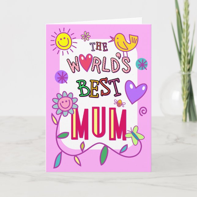 Die weltbeste Mama-Spaß-Doodle-Typografie-Karte Karte (Vorderseite)