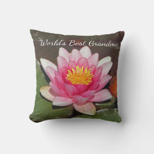 Die weltbeste Oma Pink Water Lily Foto Blume Kissen