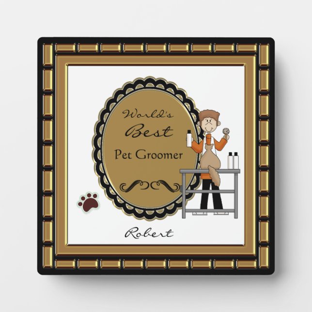 Die weltbeste Pet Groomer Male Plaque Fotoplatte (Vorderseite)