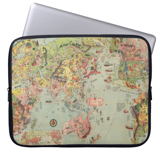 Die Weltkarte auf einen Blick - Weltluftwege Laptopschutzhülle (Vorderseite)