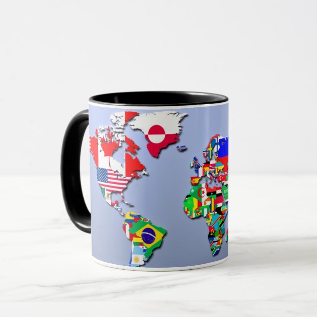 Die Weltkarte mit ihren Flaggen Tasse (Vorderseite Links)