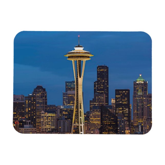 Die Weltraumneedle und das Stadtzentrum von Seattl Magnet (Horizontal)