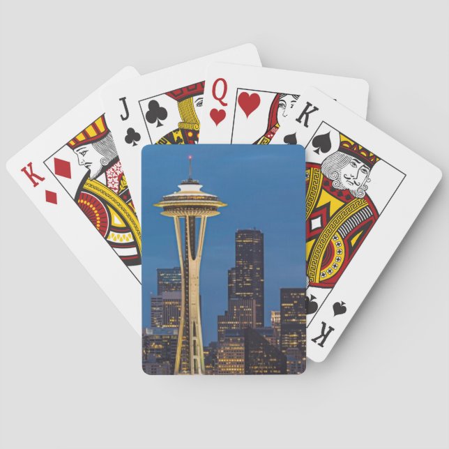 Die Weltraumneedle und das Stadtzentrum von Seattl Spielkarten (Rückseite)