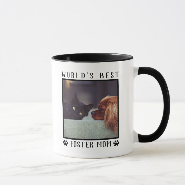 Die weltweit beste Foster Mama Paw Prints Pet Foto Tasse (Rechts)