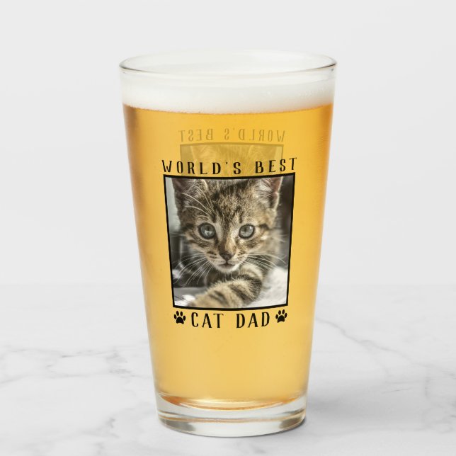 Die weltweit besten Cat Vater Paw Prints Pet Foto  Glas (Vorne (Gefüllt))