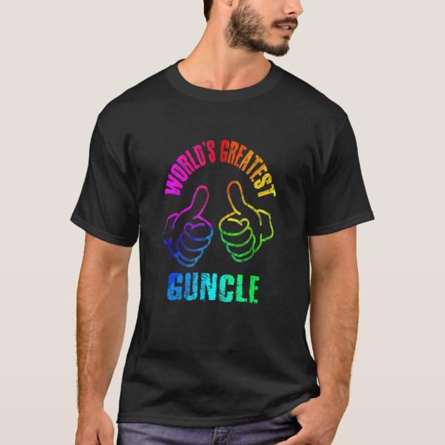 Die weltweit größten Guncle-Rainbow-Farben DISTRES T-Shirt (Vorderseite)