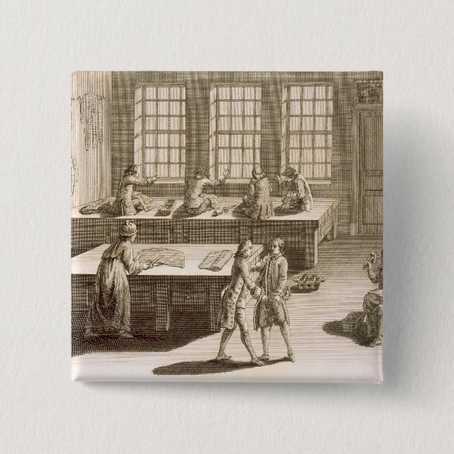 Die Werkstatt eines Schneiders, vom 'Encyclopedie Button (Vorderseite)