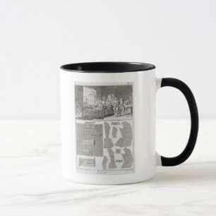 Die Werkstatt und die Muster eines Schneiders, vom Tasse