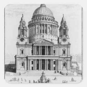 Die Westaussicht von St Paul Kathedrale Quadratischer Aufkleber