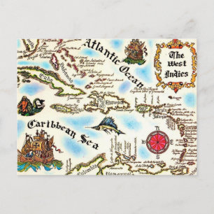 Die Westindien-Karte Postkarte