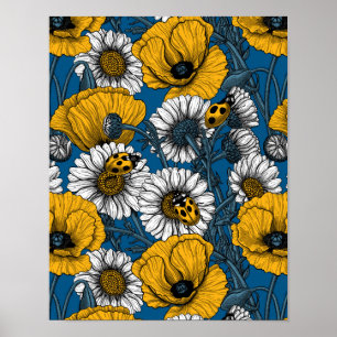 Die Wiese in Gelb und Blau Poster