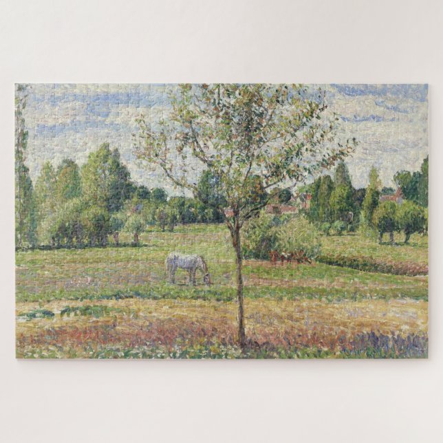 Die Wiese mit grauem Pferd, Eragny, Ölmalerei (Horizontal)