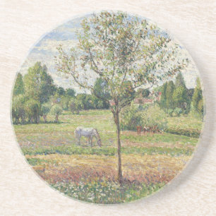 Die Wiese mit grauem Pferd, Eragny, Ölmalerei Getränkeuntersetzer