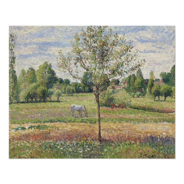 Die Wiese mit grauem Pferd, Eragny, Ölmalerei Poster (Vorderseite)