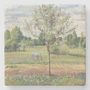 Die Wiese mit grauem Pferd, Eragny, Ölmalerei Steinuntersetzer